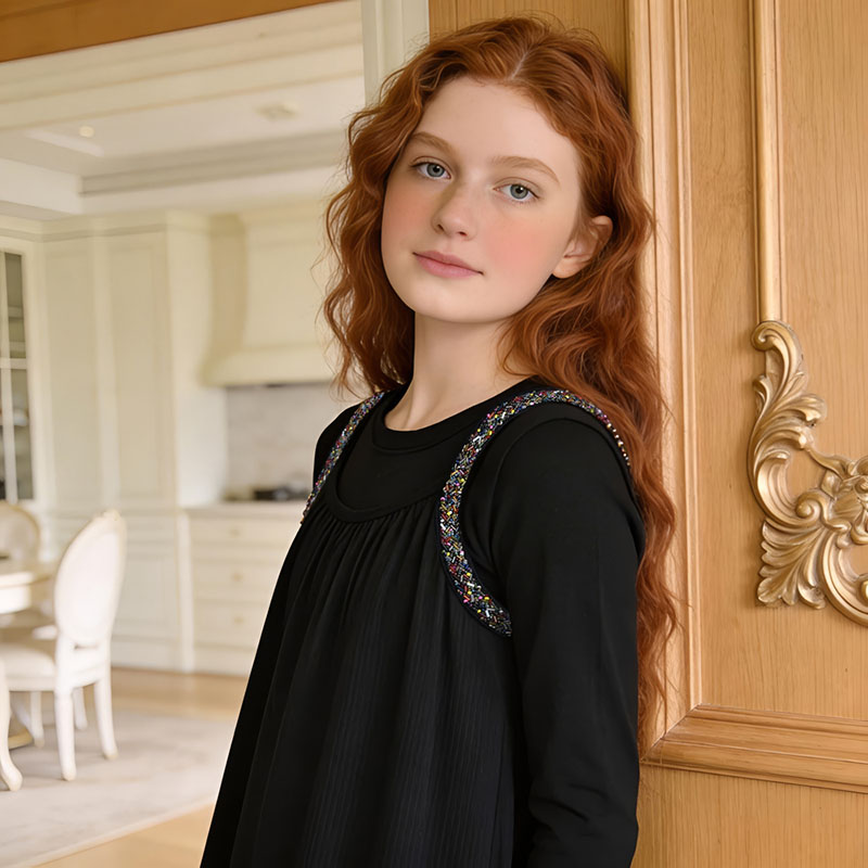 Robe longue sans manches pour adolescentes et jeunes filles, noire, avec bretelles à pierres, côtelée, fermeture éclair discrète au dos, pour l'été et le printemps