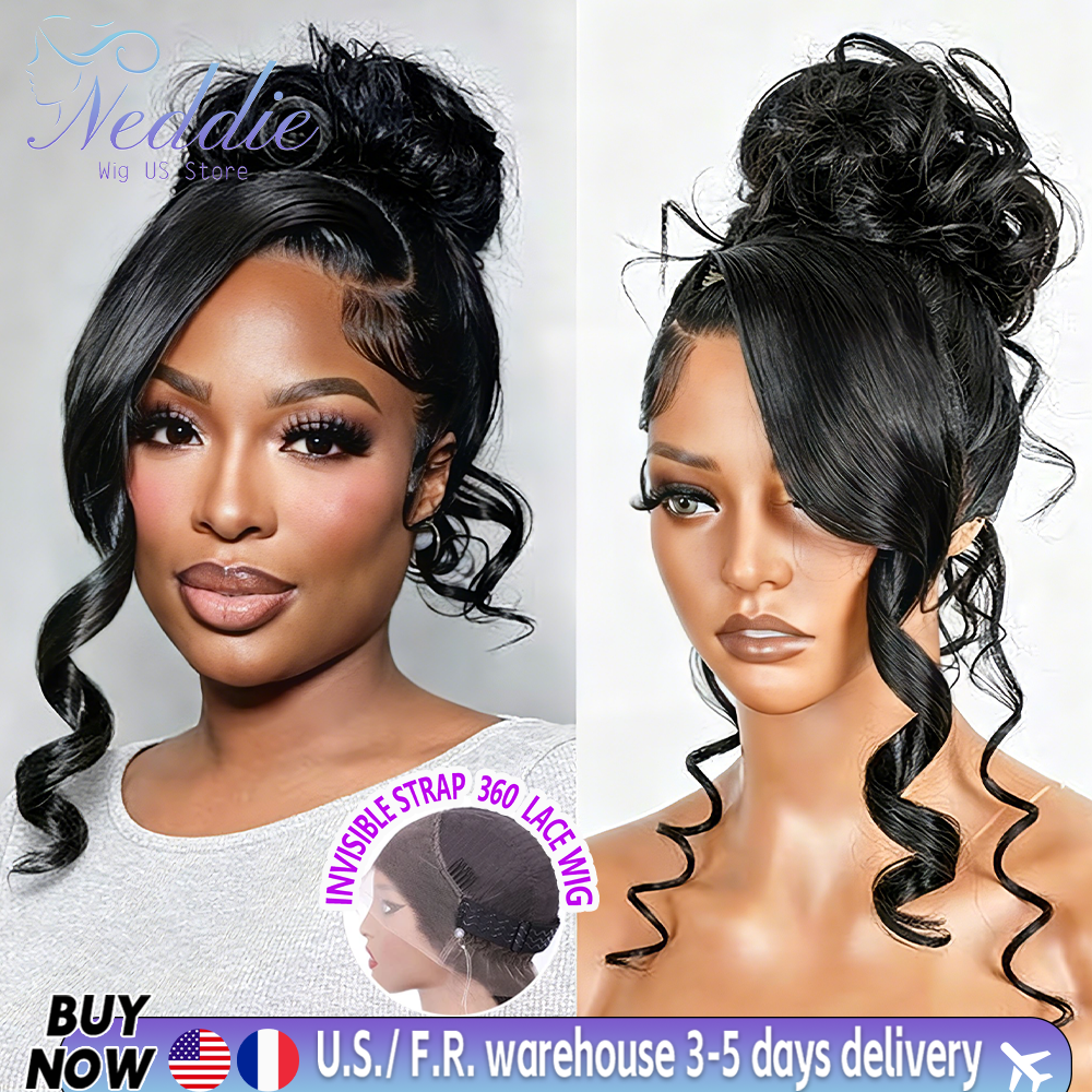 Peruca de Cabelo Humano Ondulado 360 Full Lace com Densidade 210, Peruca Frontal HD Lace 13x4, Cor Natural, Brasileira Pré-Processada com Ondas Soltas