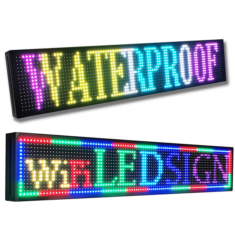 Panneau de messages de texte défilant Wifi P10 polychrome extérieur, panneau Led Programmable (1320x200mm)