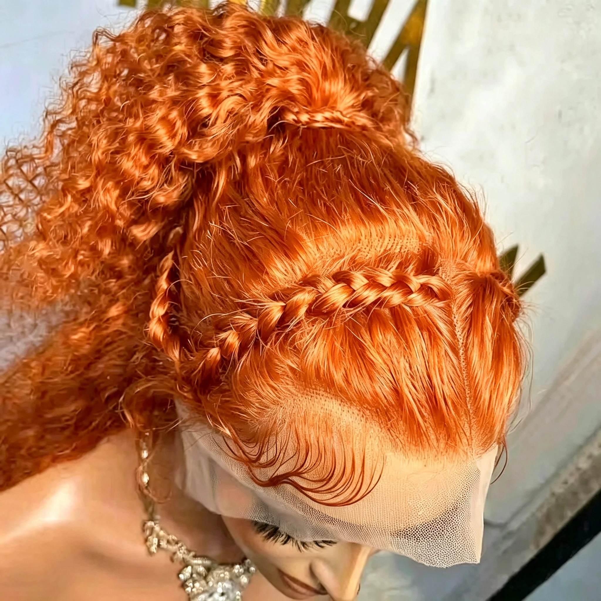 34 36Inch Orange Ginger Water Wave Lace Front Wigs 13x4 13x6 #350 Colored Wigs Brazilian Human Hair Deep Wave Curly Wigs 200 Density