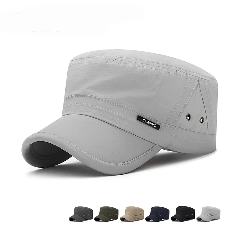 Novos chapéus masculinos para o verão, secagem rápida, respiráveis, bonés planos, primavera e verão, chapéus de guarda-sol, bonés leves e respiráveis