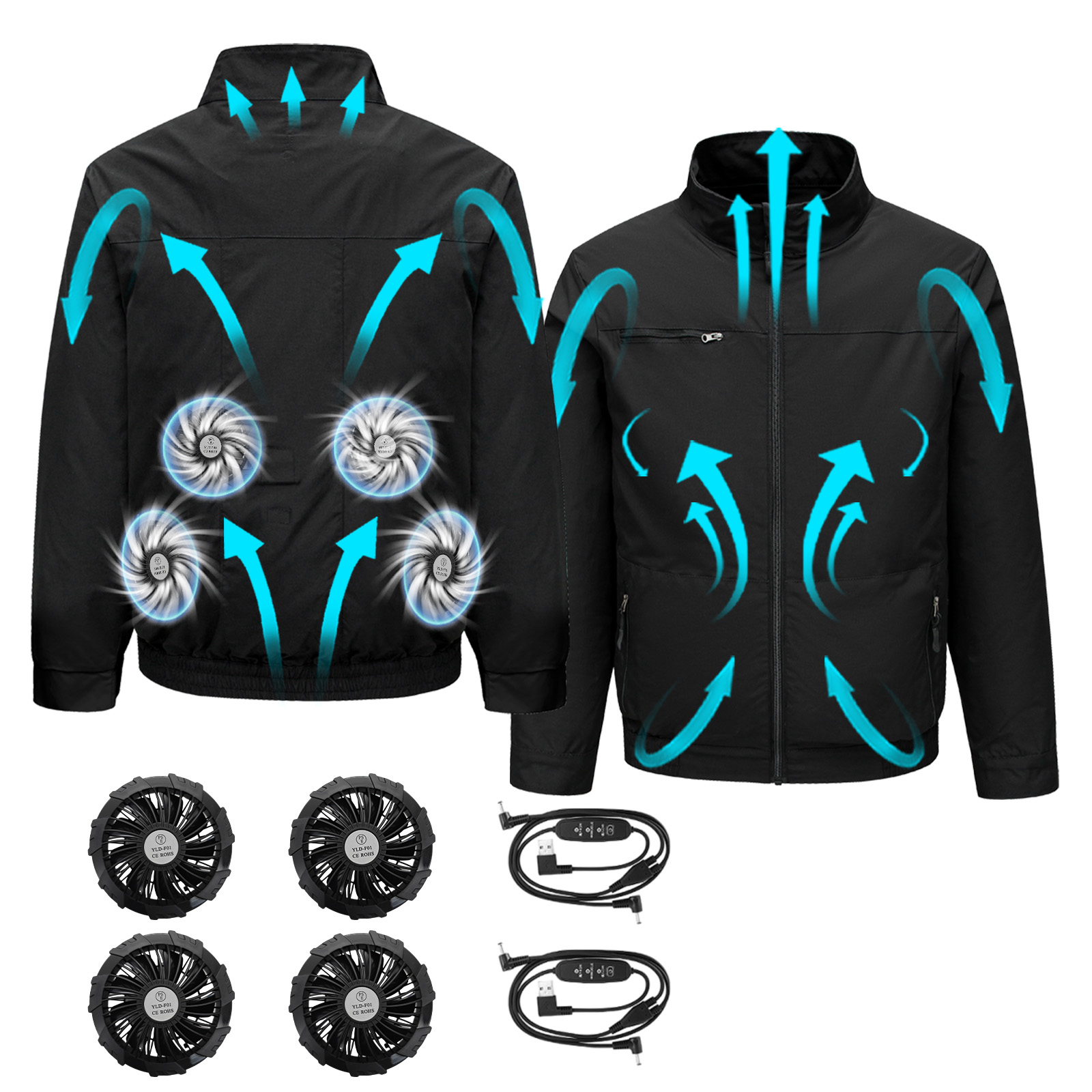 Intelligente, klimatisierte Jacke mit Vierloch-Fan, Kleidung für Herren, Outdoor, Angeln, Sonnenschutz, Uniform, Arbeitsschutz, Arbeitskleidung