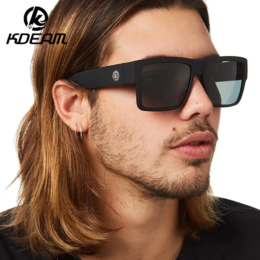 KDEAM gafas de sol deportivas polarizadas cuadradas clásicas gafas de sol de moda para pescar al aire libre sombrilla para hombres gafas de sol Anti UV a prueba de viento