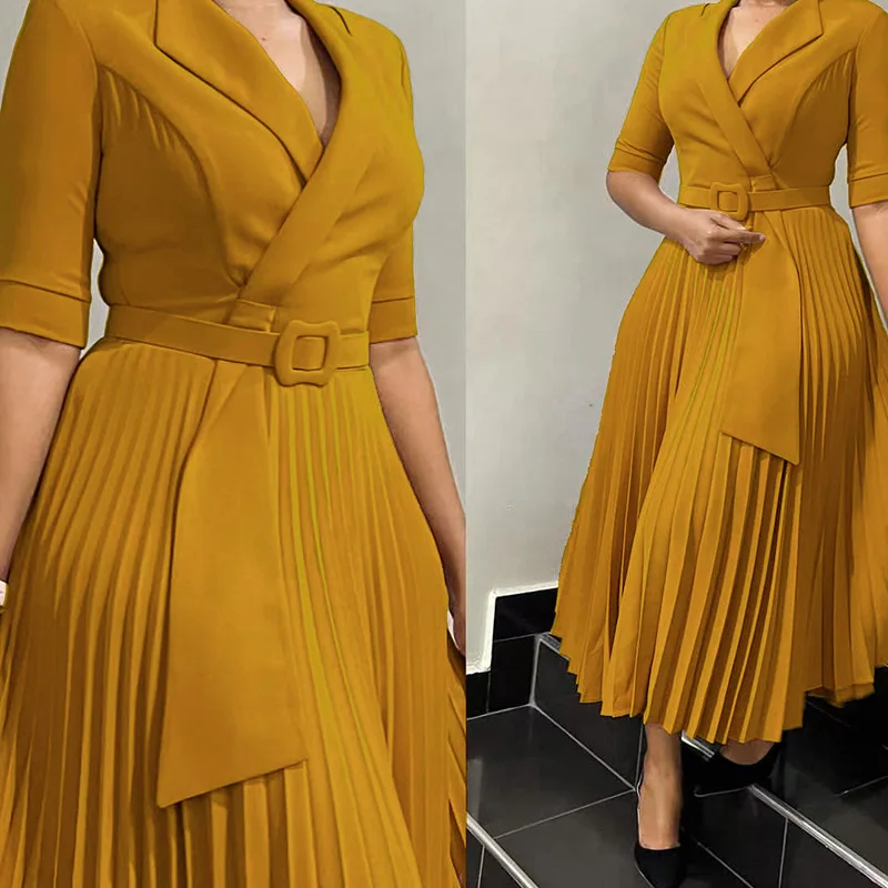 Vestido plisado para mujer, Vestidos sexis blancos con cuello redondo, funda ajustada para trabajo, cintura alta, envoltura de cadera, elegante, ceñido al cuerpo, Vestidos de longitud media