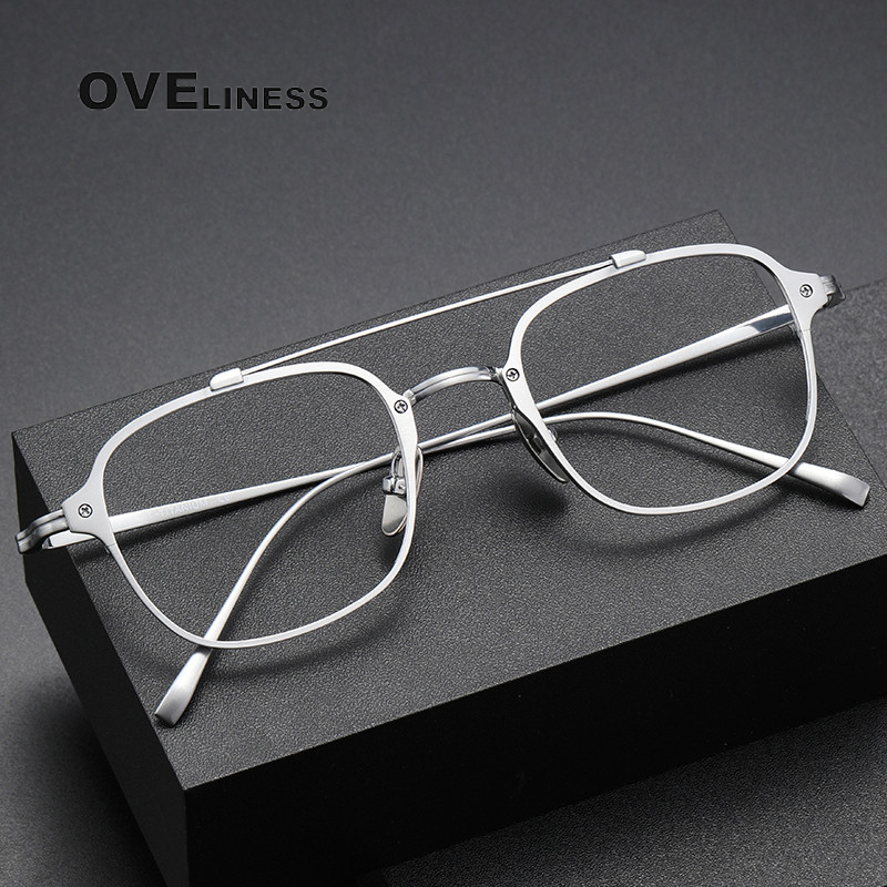 Monture de lunettes en titane pur pour hommes rétro carré montures de lunettes complètes femmes 2025 Vintage lunettes entièrement en métal lunettes