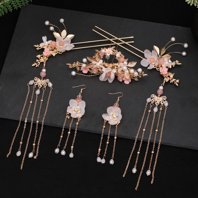 Chinesische Hanfu Haar Zubehör Set Haar Sticks Quaste Haarnadel Ohrringe Frauen Halloween Party Cosplay Han Fu Kopfschmuck Kopfschmuck