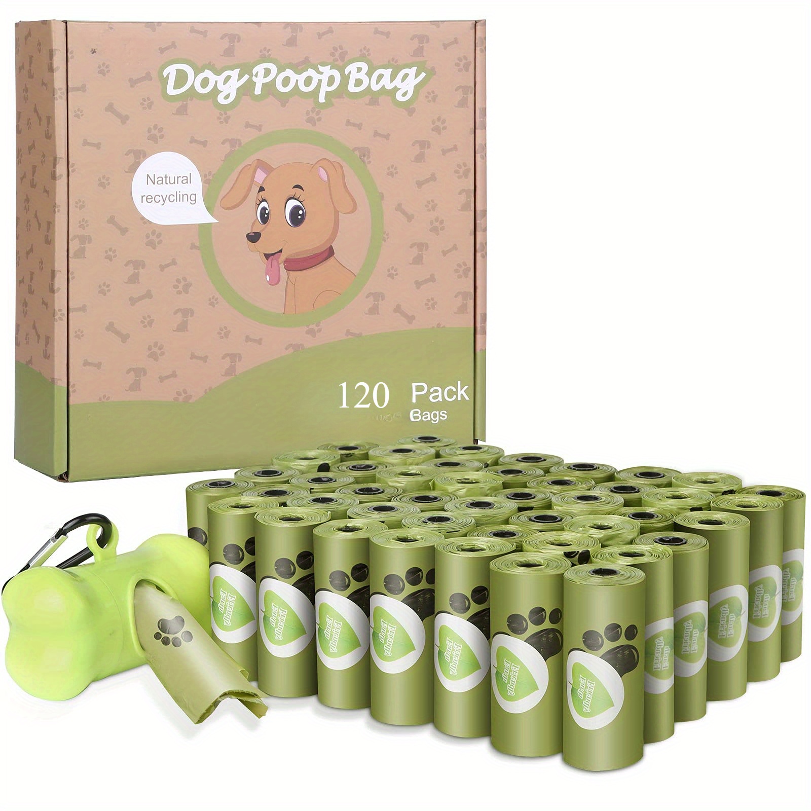 8 Rollos de Bolsas Biodegradables para Excremento de Perro, a Prueba de Fugas, sin Perfume, Bolsas para Desechos de Perros, Material de Almidón de Maíz de Alta Calidad