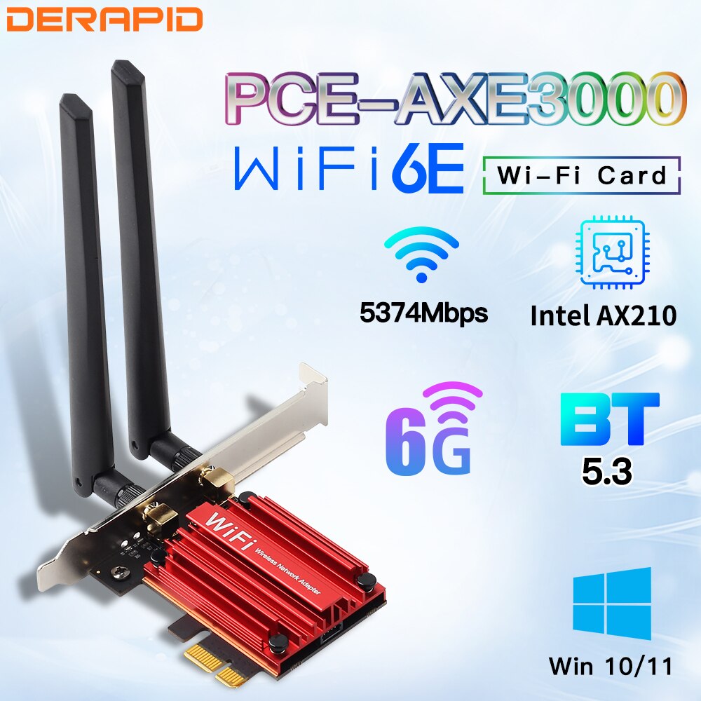 WiFi6E Intel AX210 Bluetooth 5.3 Trójzakresowa karta WiFi 2.4G/5GHz/6GHz 802.11AX AX200 Bezprzewodowa karta sieciowa PCI Express