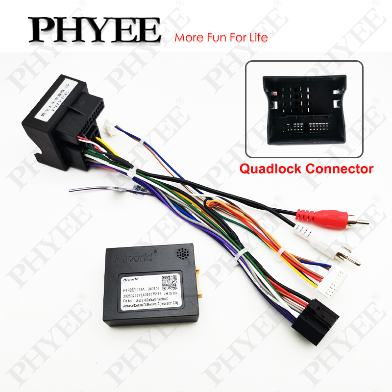 Quadlock Harness CAN Bus Decoder, SWC Retention, P&P 16Pin Android Radio Adapter, for Opel Astra H Corsa D Vectra C Meriva A