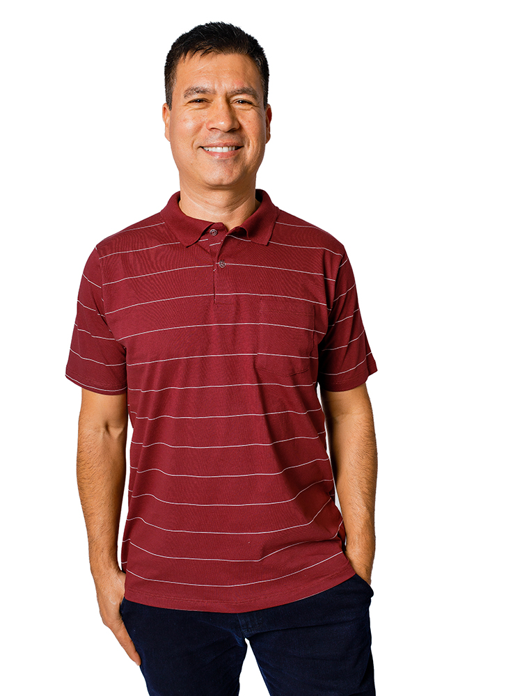 Kaos Polo Wine bergaris pria