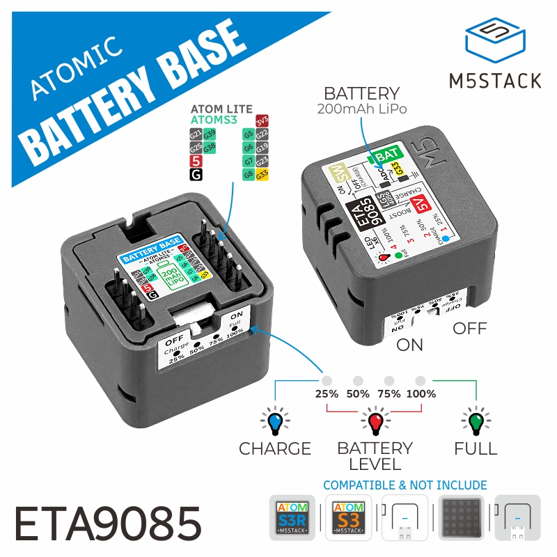 Basis Baterai Atom Resmi M5Stack (200mAh)