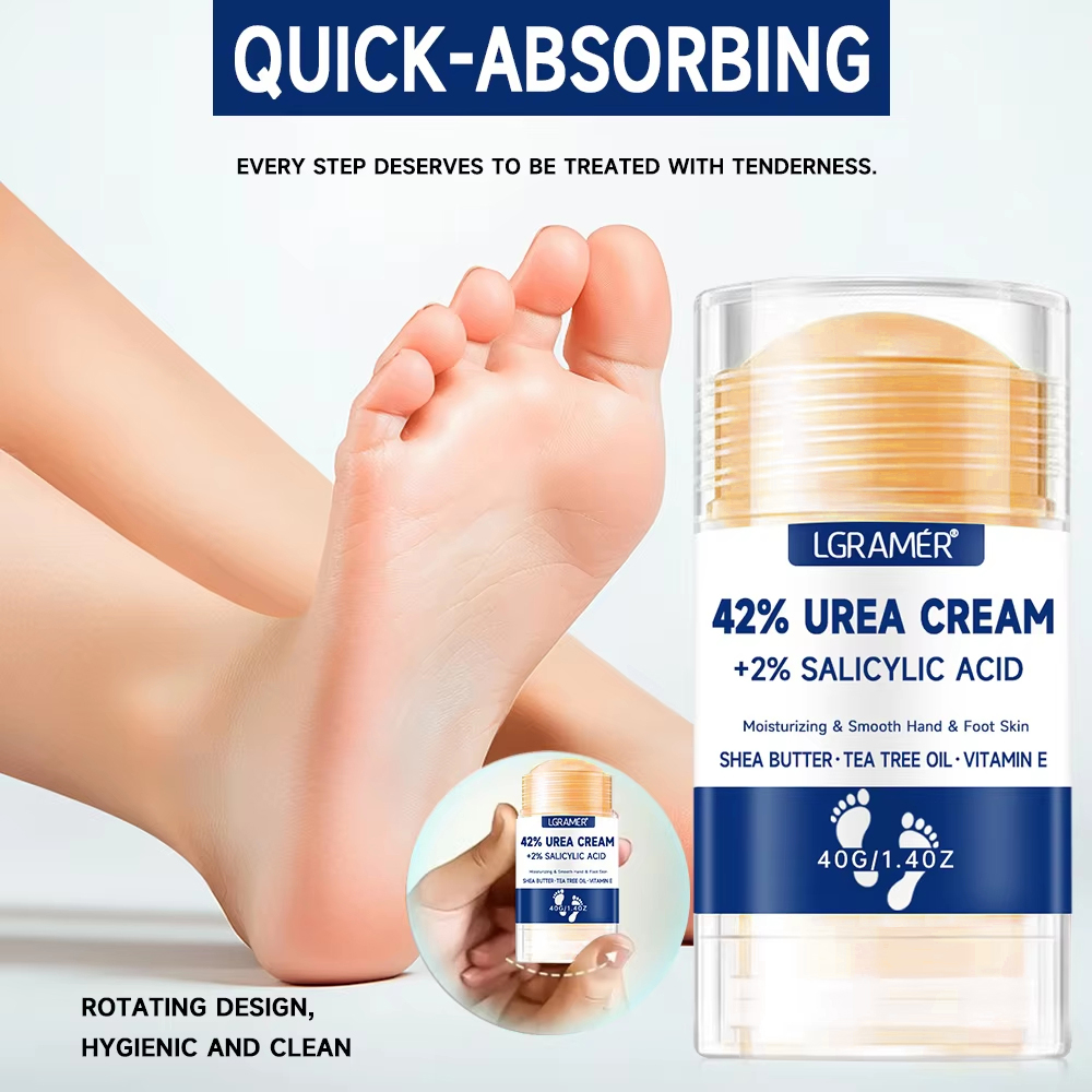 Creme para Pés com 42% de Ureia + 2% de Ácido Salicílico, Hidratante e Esfoliante, Reparação de Calcanhares Rachados, Hidratação Profunda para Pés Secos, Proteção Prolongada