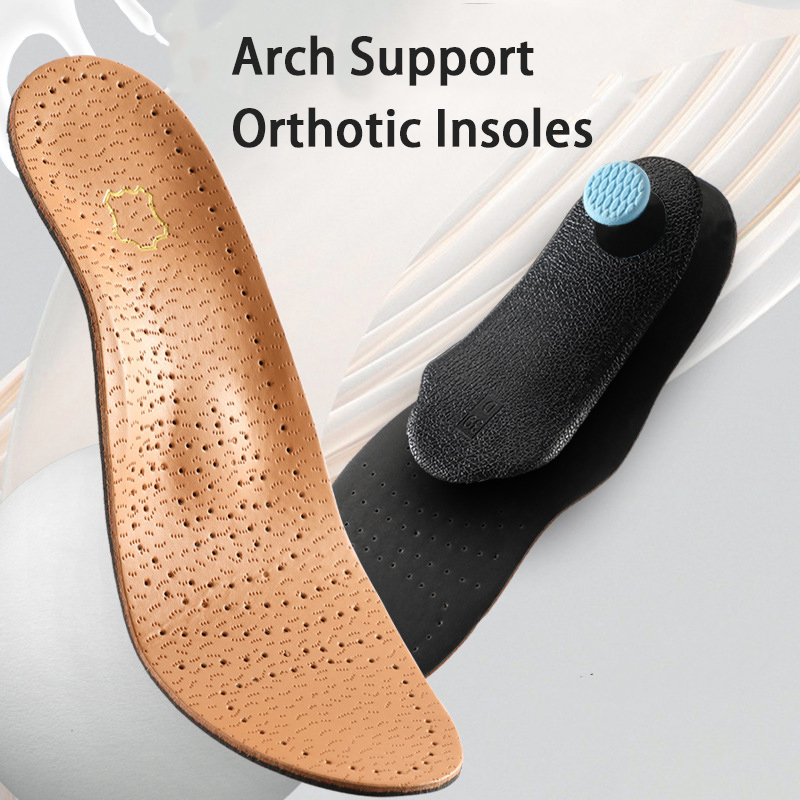 New Breathable Leather Orthopedic Insoles with Arch Support for Men And Women Flatfoot Corrective Insoles for Comfort