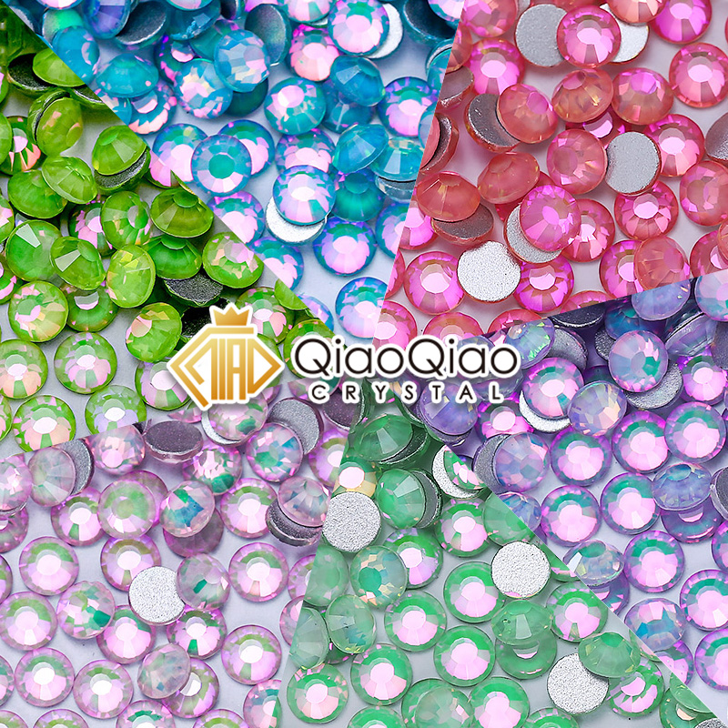 QIAO-Non Hotfix Strass, Cristal Opal Série, Super Glitter Vidro, Cristais Flatback para DIY Nail Art, Charm Gems, SS3-SS50