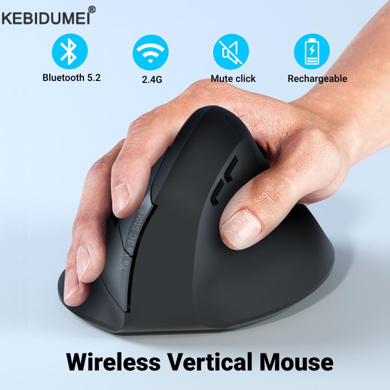 Вертикальная мышь, эргономичная мышь 2,4G, Bluetooth 5,2, беспроводные оптические мыши, регулируемая 1600 точек на дюйм, 6 кнопок для портативного компьютера, настольного компьютера