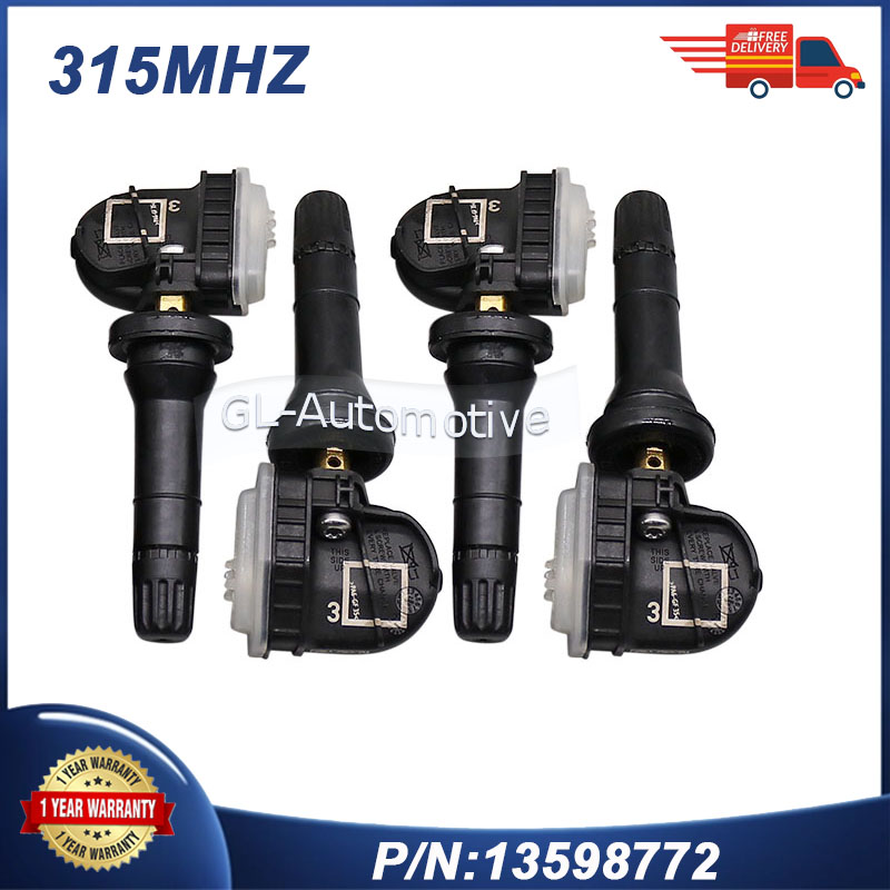 Set van (4) TPMS 13598772 bandenspanningsensor voor Chevrolet Equinox Malibu Silverado Spark GMC Sierra Terrain 23445327 315MHz