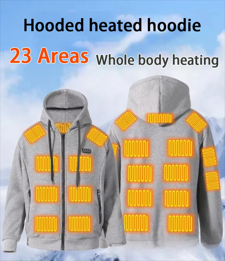 Felpa Riscaldata Intelligente con 23 Zone, Stile Unisex per Coppie, Abbigliamento Outdoor a Calore Costante, Giacca Invernale Riscaldata Elettrica ﻿