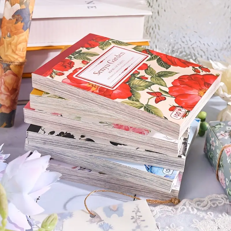 100 sztuk Vintage kolorowy kwiat róży wzór papier do notatnika kwiatowy wzór papieru dla Bullet Junk planistów estetyczny wystrój