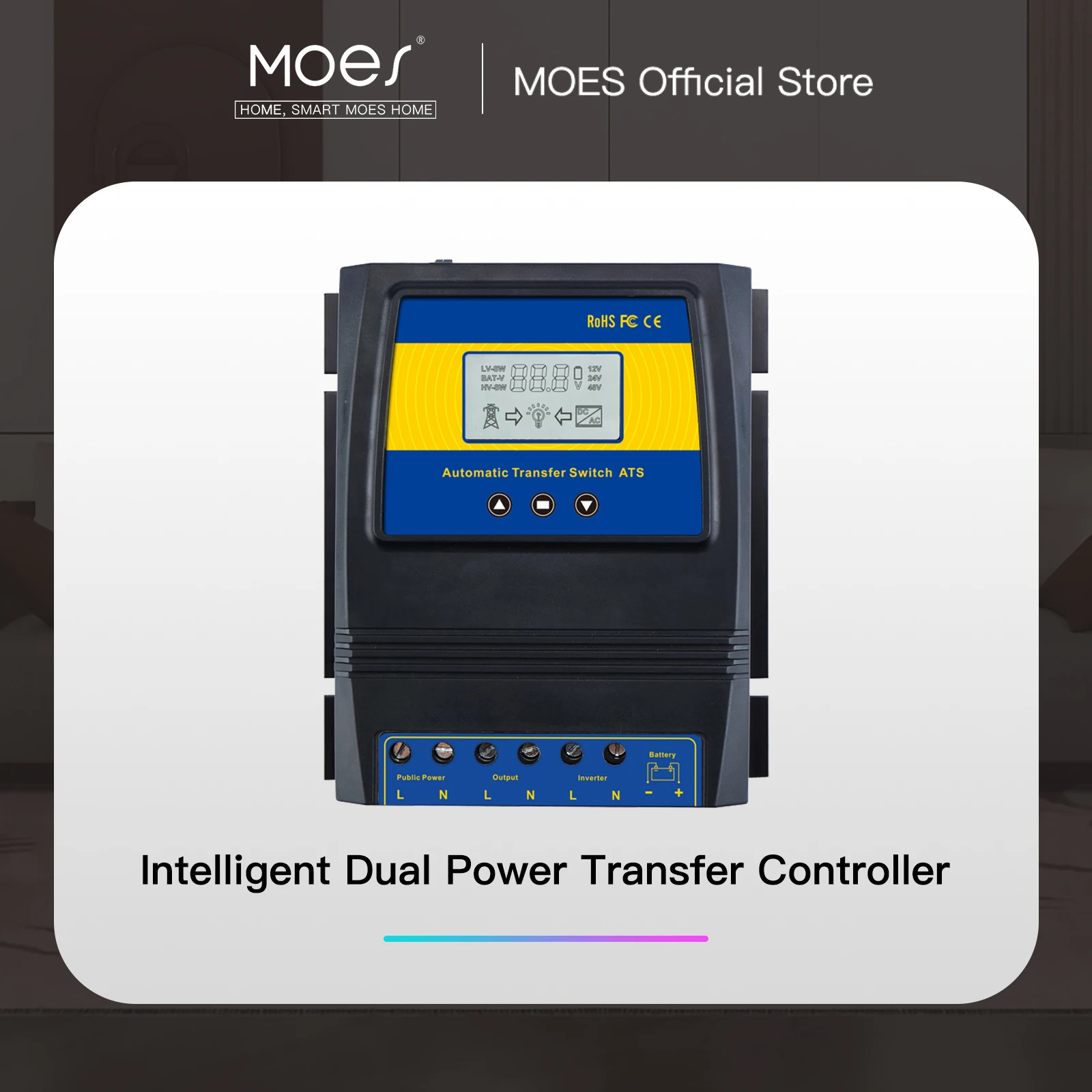 อัตโนมัติ ATS Dual Power Transfer Switch คอนโทรลเลอร์ชาร์จพลังงานแสงอาทิตย์สําหรับระบบลมพลังงานแสงอาทิตย์ DC 12V 24V 48V AC 110V 220V on/off grid