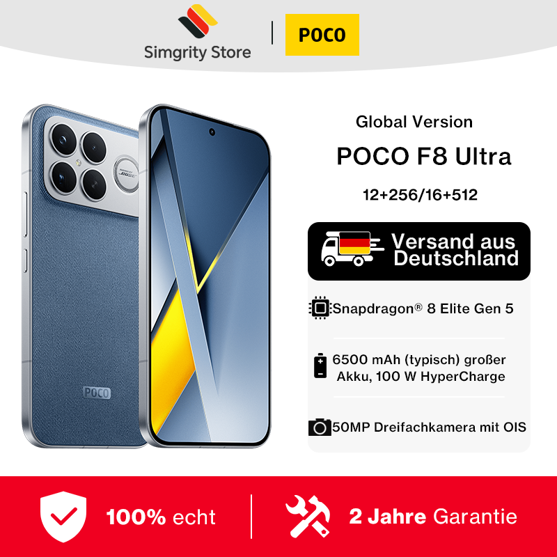 【Wereldpremière】POCO F8 Ultra Smartphone Snapdragon 8 Elite Gen 5 6500mAh 6,9" 120Hz POCO Hyper RGB AMOLED-display Ondersteunt NFC