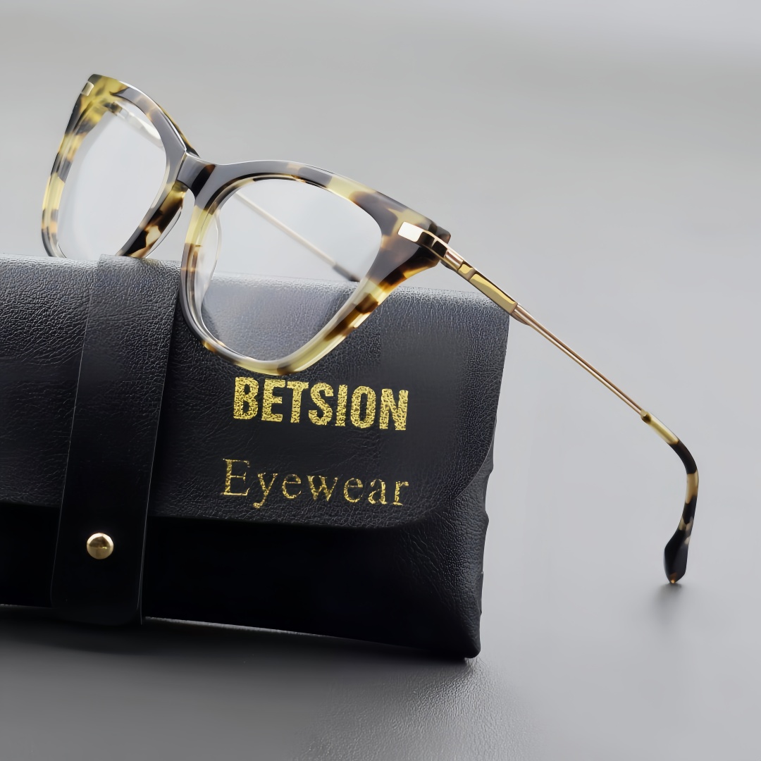 BETSION Monturas de Gafas de Acetato con Diseño de Mariposa, Lentes Retro de Lujo para Hombre y Mujer, Ligeras y Modernas # 110803