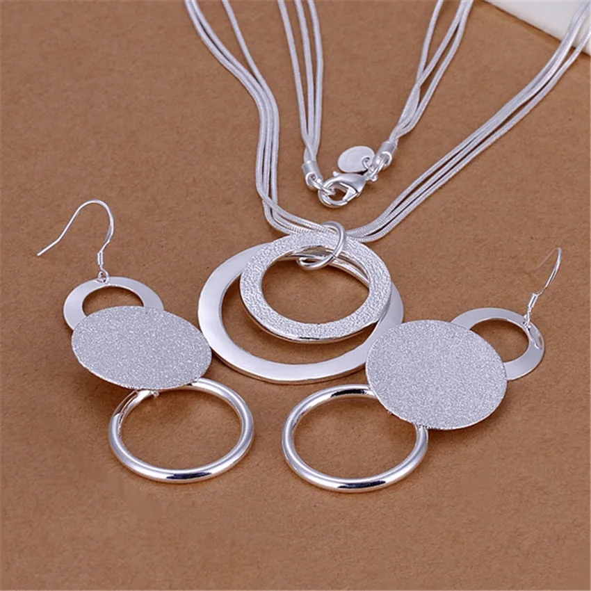 Dijes de boda, joyería de plata de ley 925, bonito colgante a la moda, collar, pendientes, conjunto de fiesta para mujer, estampado de alta calidad