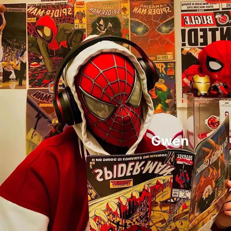 Toby Maguire Spiderman-masker met harde gezichtsbescherming & magnetische ogen Superheld Venom zeefdruk stof 3D-webs Cos Gift