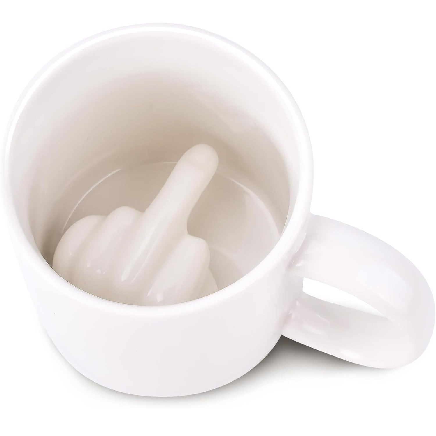 Mug Keramik Menengah Bentuk Jari, Cangkir Kopi 3D Lucu untuk Wanita & Pria, Cangkir Air/Teh dengan Gagang untuk Pesta, Hadiah Hari April Mop & Natal