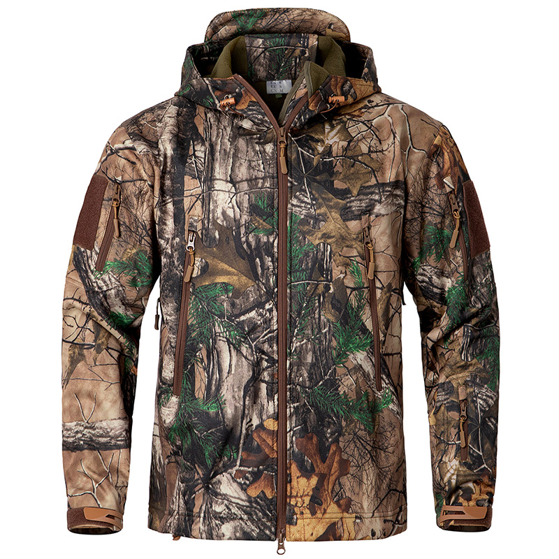 Veste tactique de Camouflage à coque souple silencieuse pour hommes, imperméable, polaire chaude, vestes de chasse, randonnée en plein air, pêche, manteau à capuche