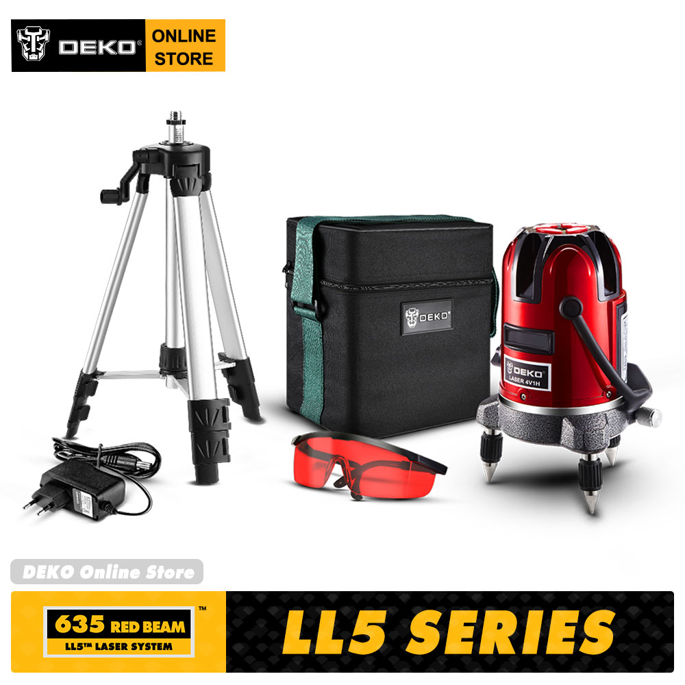 DEKO LL5 Serie 5 Linie 6 Punkte Rot/Grün Laser Ebene Selbst nivellierung Horizontal & Vertikal 360 Grad einstellung Höhere Sichtbarkeit