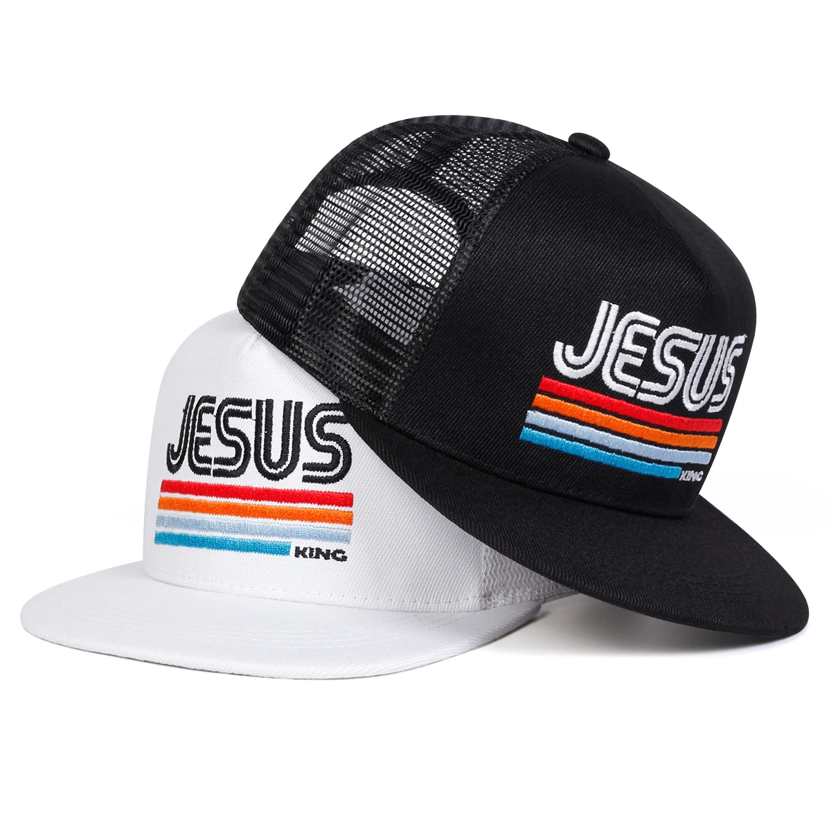 Unisexowe czapki z daszkiem z haftowanym napisem JESUS, hip-hopowe, siatkowe, na wiosnę i lato, regulowane, codzienne czapki baseballowe, czapki przeciwsłoneczne, czapki sportowe.