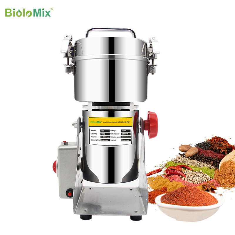 BioloMix 800g 700g erva moagem especiarias máquina de medicina de grãos misturador de alimentos secos moinho de cereais máquina de moer triturador de pó de farinha 2500W 220V