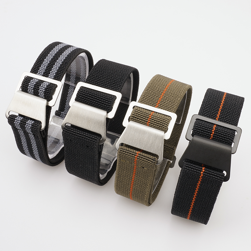 60s tropas francesas pára-quedas saco elástico pulseira de relógio 18 20mm 22mm pulseiras de náilon masculino universal tecido balístico pulseira