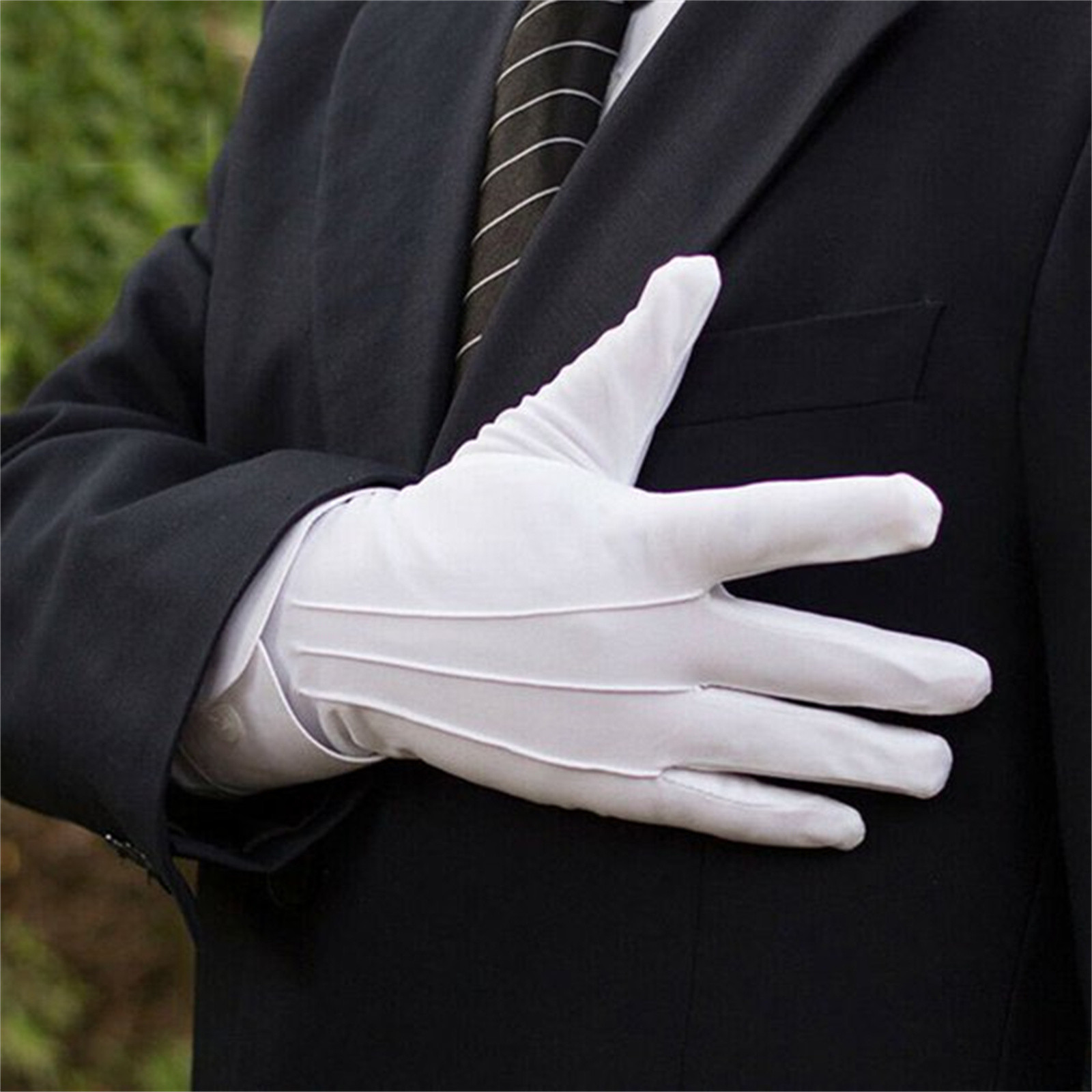Białe bawełniane rękawiczki męskie formalne smokingowe rękawiczki do munduru strażników honorowych na paradę, ceremonię, kostium cosplay, rękawiczki do monety, biżuterii, rękawiczki butlera