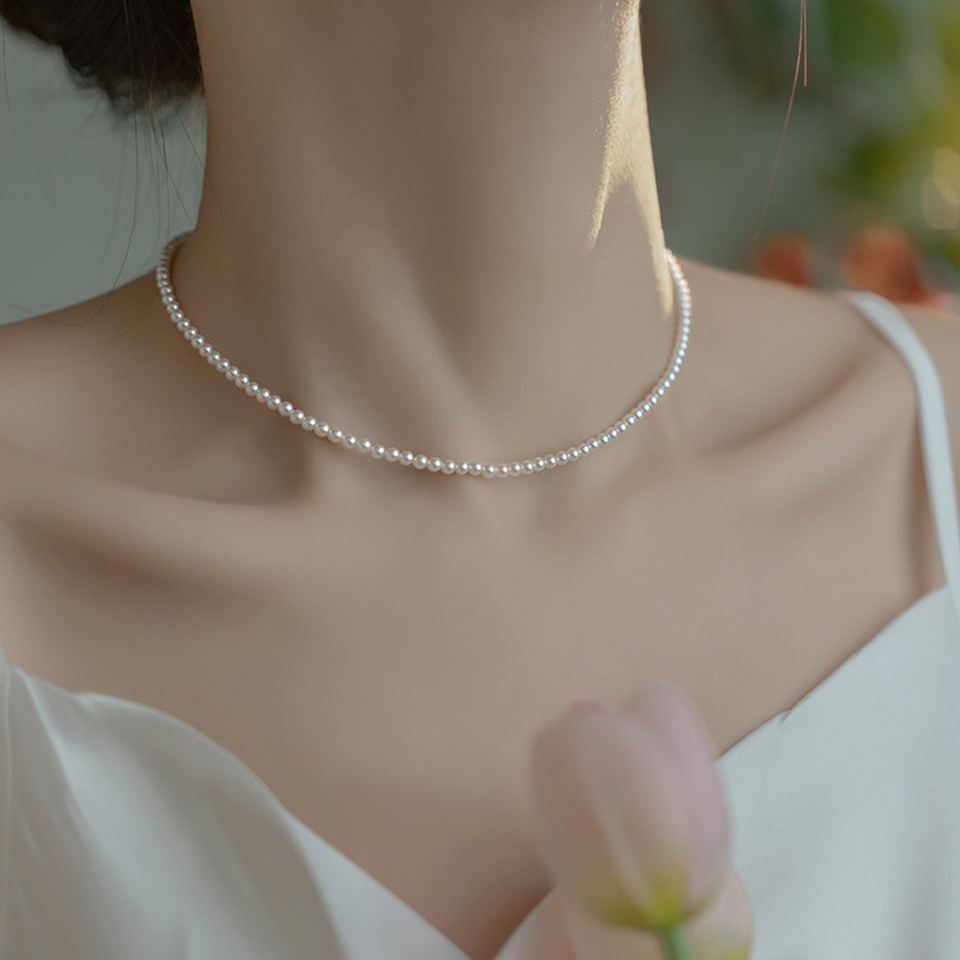 925 sterling zilver 6 mm parelketting voor vrouwen sieraden op de nek parel kraal choker goedkope items met feestcadeau