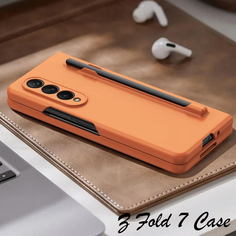 Funda para Teléfono con Ranura para Bolígrafo y Tacto de Piel para Samsung Z Fold 8 Ultra 7 6 5 4 3, Cubierta Protectora Rígida de PC a Prueba de Golpes para Galaxy Fold8Wide