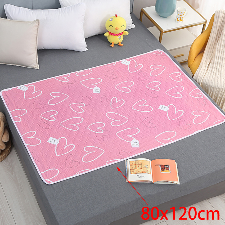 80x120cm 4 camadas dos desenhos animados dino coração fralda esteira à prova dwaterproof água lavável mudando almofadas para proteção noturna e menstrual cuidados com o bebê