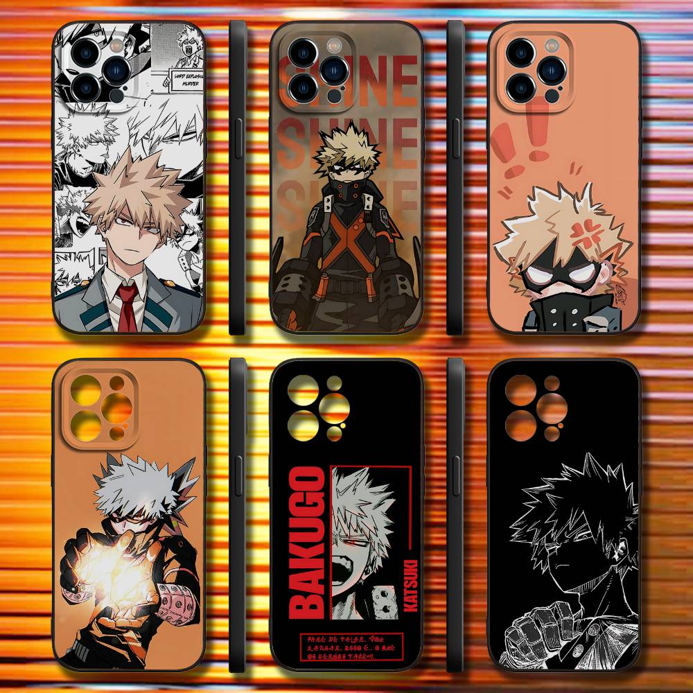Katsuki Bakugo Hero A-Academia Phone Case For iPhone 17,16,15,14,13,12,11,Pro,Max,Plus,X,XS,SE4,E,Mini,Soft Black Case