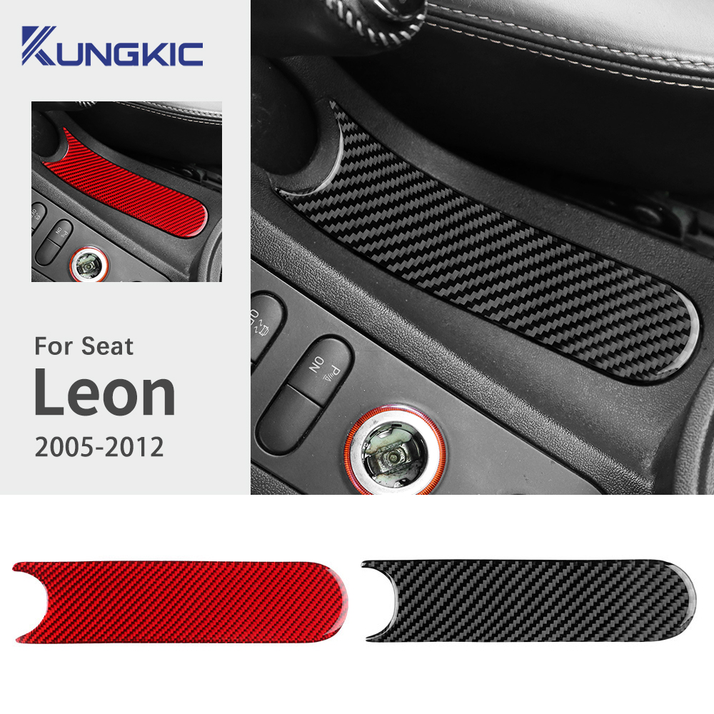 Naklejka z prawdziwego włókna węglowego do Seat Leon MK2 2005 2006 2007 2008 2009 2010 2011 2012, akcesoria do panelu hamulca ręcznego.