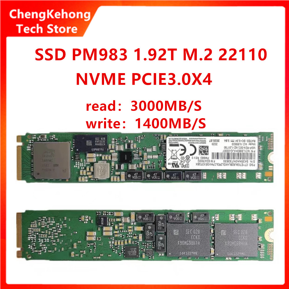 Original para samsung pm983 960g 1.92t 3.84t 22110 nvme m.2 pcie3.0x4 disco rígido de alta velocidade independente cache desligamento prot