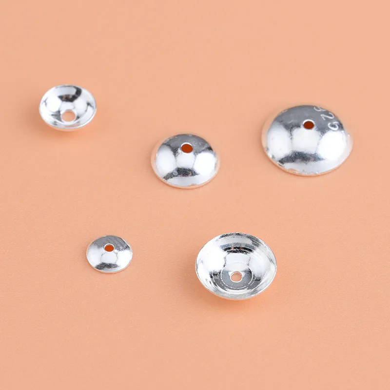 925 Sterling Silver Bead Cap para Mulheres, Junta Lisa, Material DIY Artesanal, Acessórios de Jóias, 10Pcs