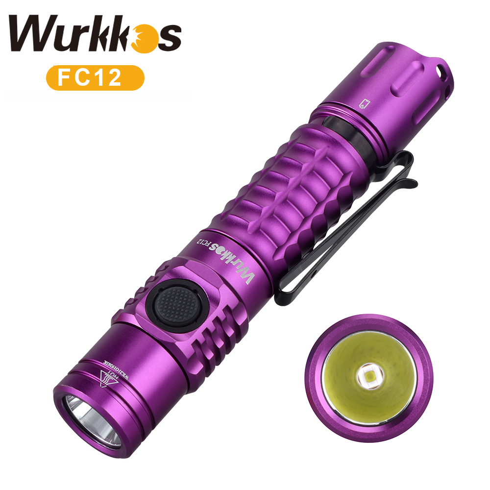 Wurkkos FC12 Wiederaufladbare Taschenlampen Taktische Taschenlampen LED 18650 SFT40 2000lm ATR Power Anzeige USB-C IPX8 EDC Camp Beleuchtung