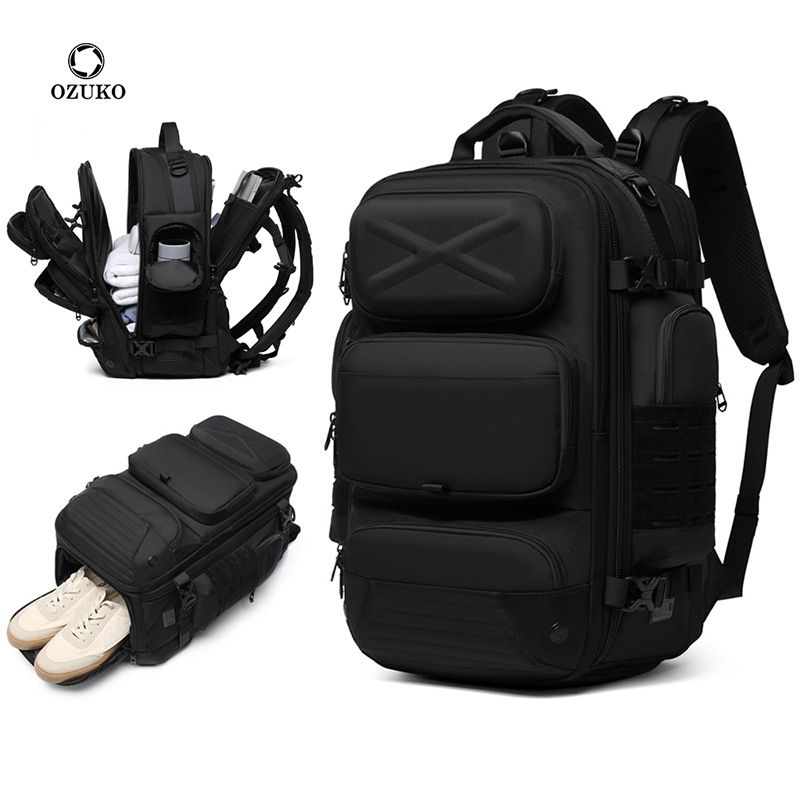 Ozuko Men's Backpack Outdoor Multi Functional Travel Bag Large Capacity Waterproof Separate Shoe Compartment Business Bag