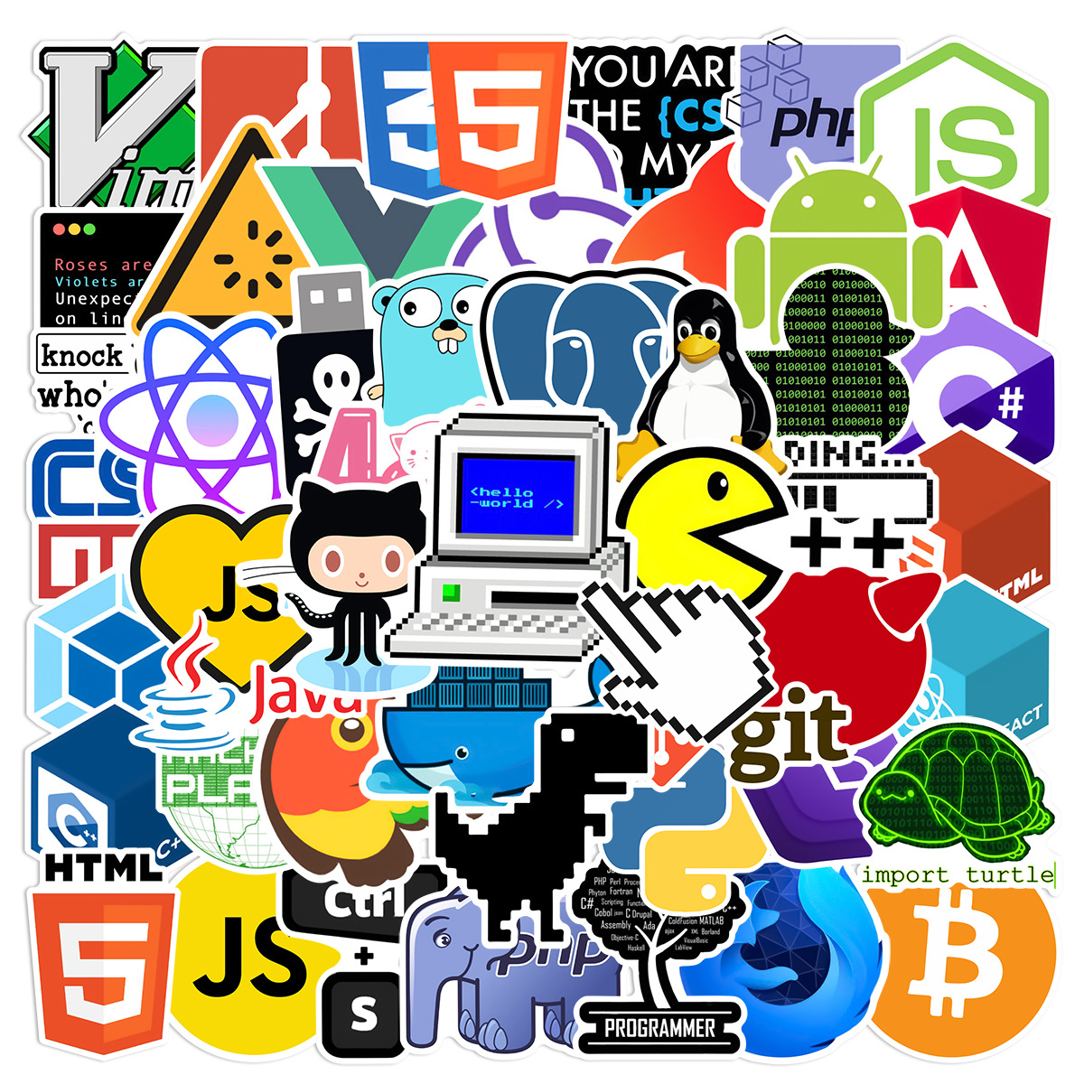 10/25/50pcs โปรแกรมเมอร์ Geek Java Git สติกเกอร์ Graffiti ไอคอนสําหรับสเก็ตบอร์ดกีตาร์แล็ปท็อปโทรศัพท์กระเป๋าเดินทางขวดน้ํารถ