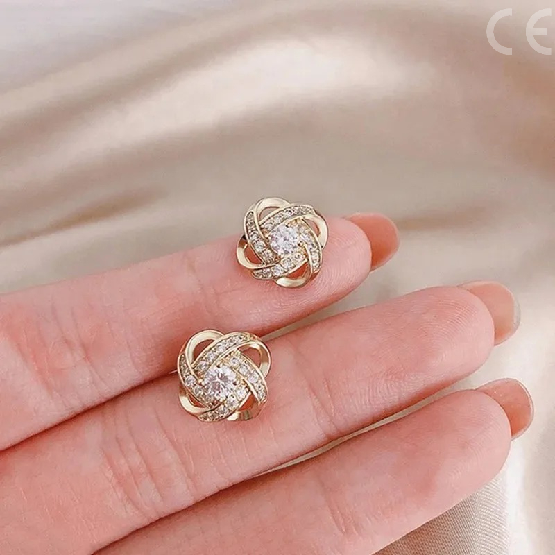 Nuevos exquisitos pendientes de circonita brillante con forma de corazón y flor, pendientes coreanos elegantes cuadrados geométricos de cristal para mujer, regalo de joyería de moda