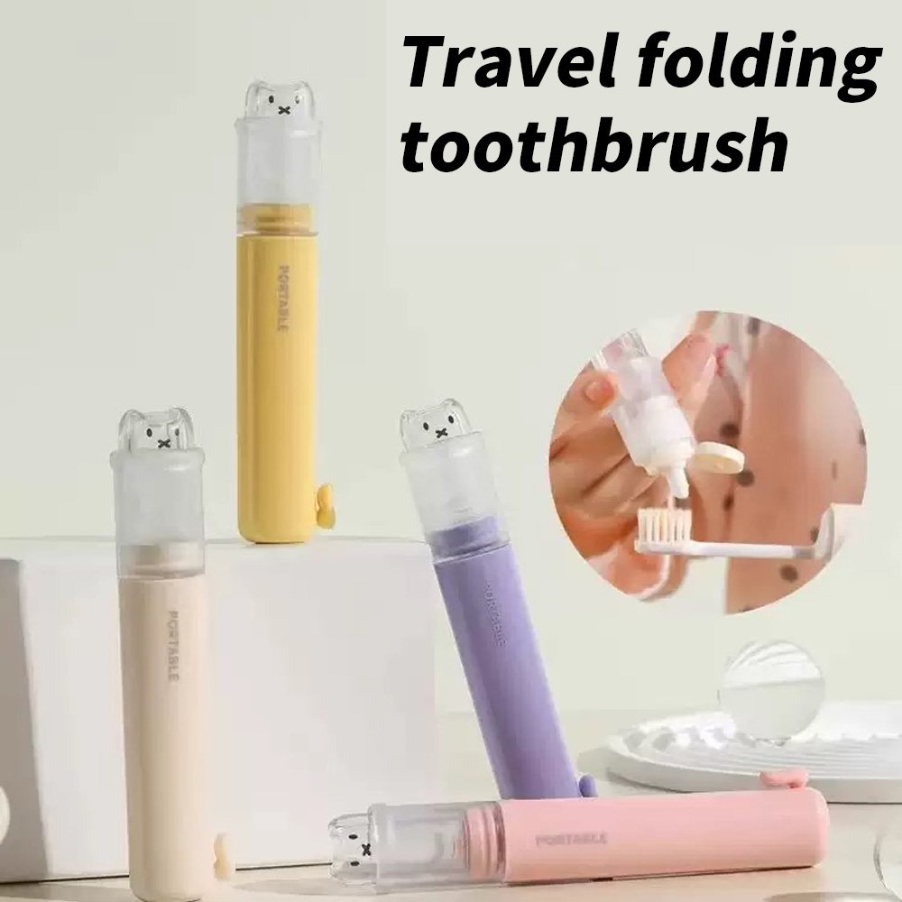 1 piece - Convenient toothbrush travel container, 2-in-1 folding toothbrush set - Small and convenient - Essential for business