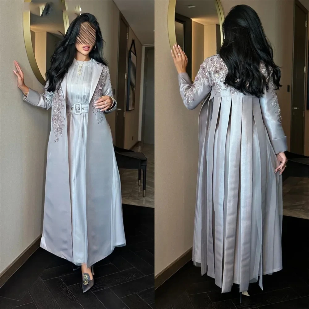 Customized Formal Dress Prom Gown Scoop Neckline A-line Ankle Length Skirts Layered Tulle Applique Flower Bespoke Occasio Simple