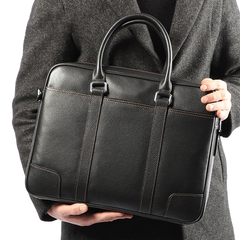 Beroemde merk man aktetas lederen herentas mode mannelijke schouder laptoptas handtas zakelijke koe lederen herenaktentas