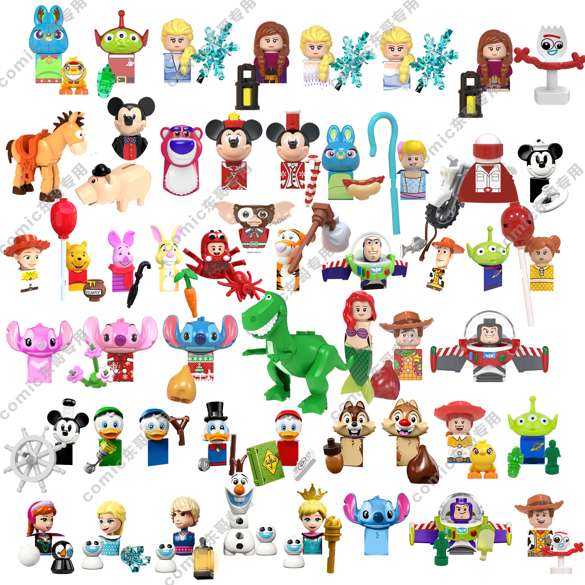 Disney Mini Đồ Chơi Hành Động Nhân Vật Khối Xây Dựng Hoạt Hình Câu Chuyện Đồ Chơi Chuột Mickey Winnie The Pooh Frozen Nữ Thời Trang Vịt Donald Gạch