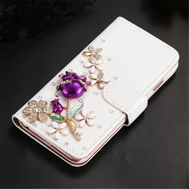 Portafoglio di lusso con strass di cristallo borsa in pelle Flip Card Pouch Stand Cover Case per SamsungS22 S23 S9 S24 S20 PLUS Note 9 10 20
